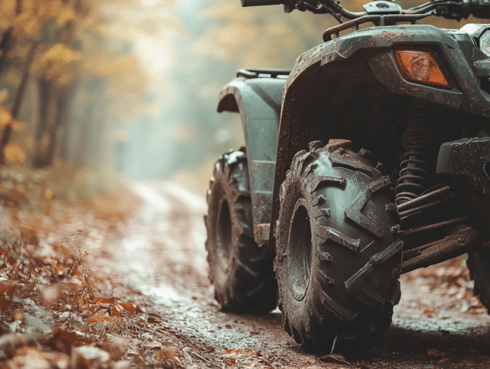 une vignette collée sur un quad
