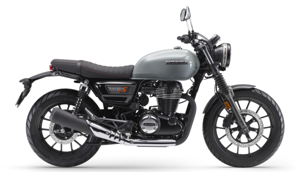 Moto Honda GB350S grise et noir vue de profil 